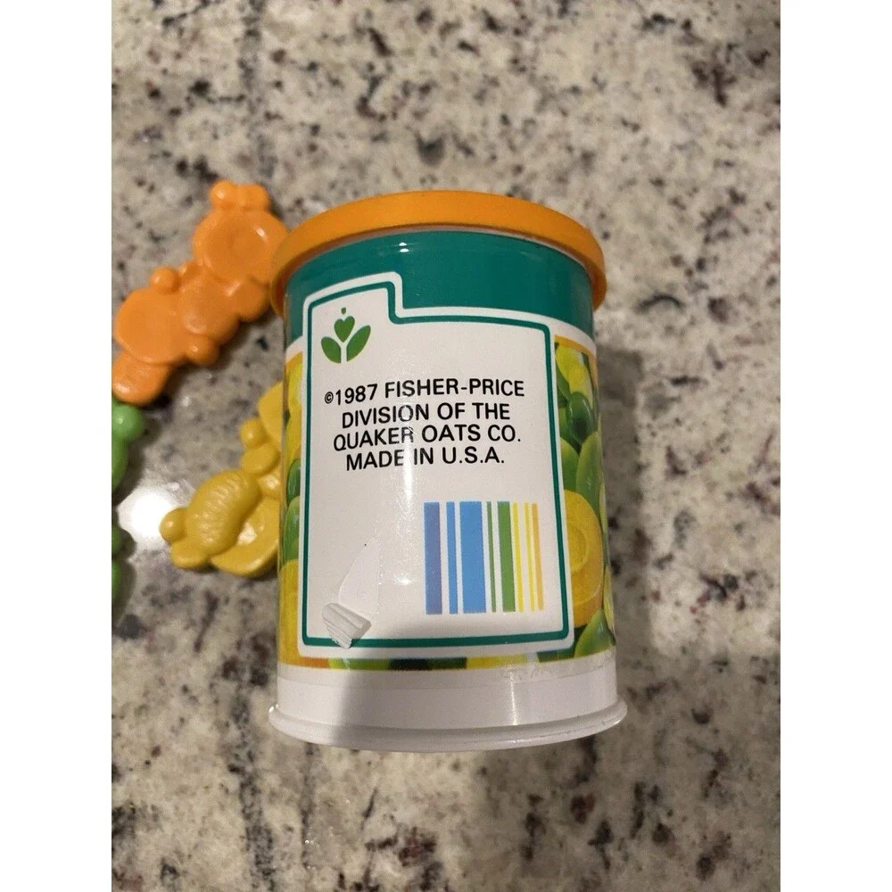 Vintage 1987 Fisher Price Can Opener With Mixed Veggies Can And Extra Veggies